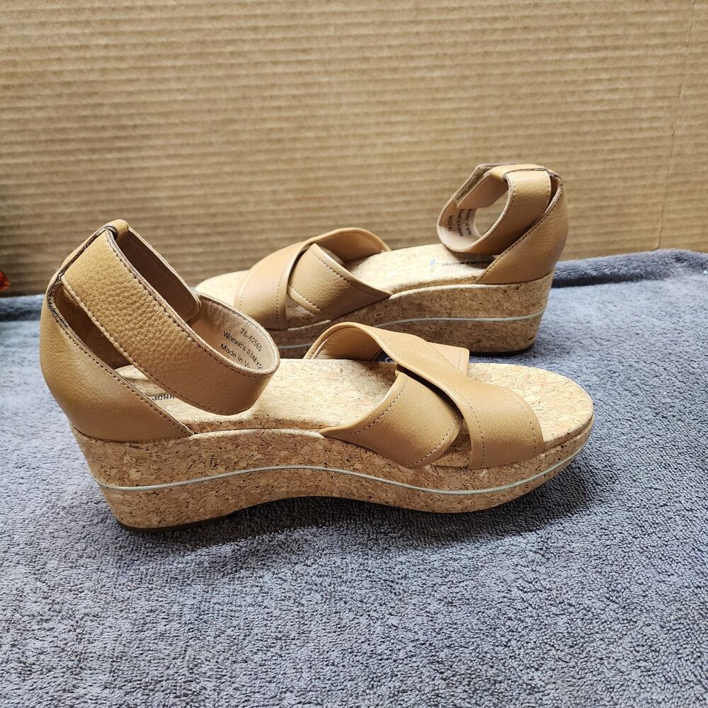 New Johnston & Murphy Sandals Shoes Wedge Leather Women Sandals 8.5 b50